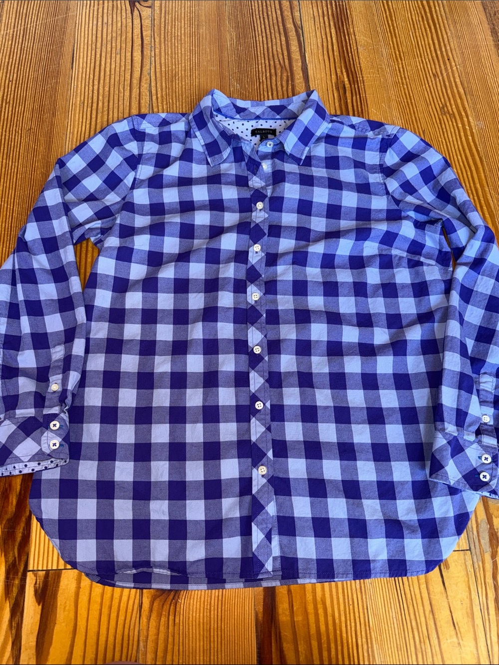 Talbots Blue and Navy Check Button-Down Shirt